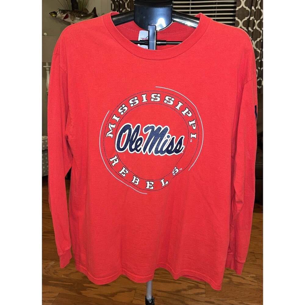 Vintage Ole Miss Rebels Shirt Mens Large Red Long Sleeve Mississippi Y2K 00s